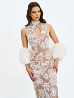 Jazmin White Multi wear Faux Fur Scarf