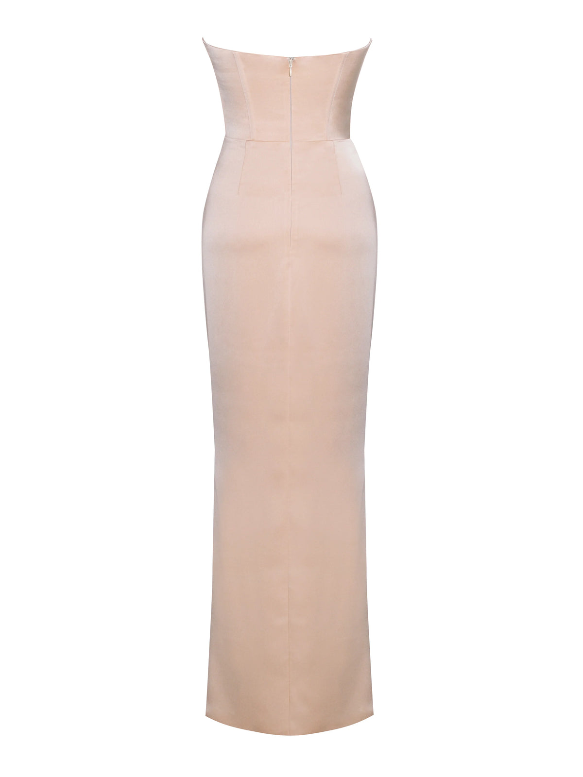 Amelia Blush Satin Corset Slit Gown With Crystal Embellished Archive Sale