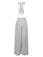 Oriana White Polka Dots Halter Jumpsuit