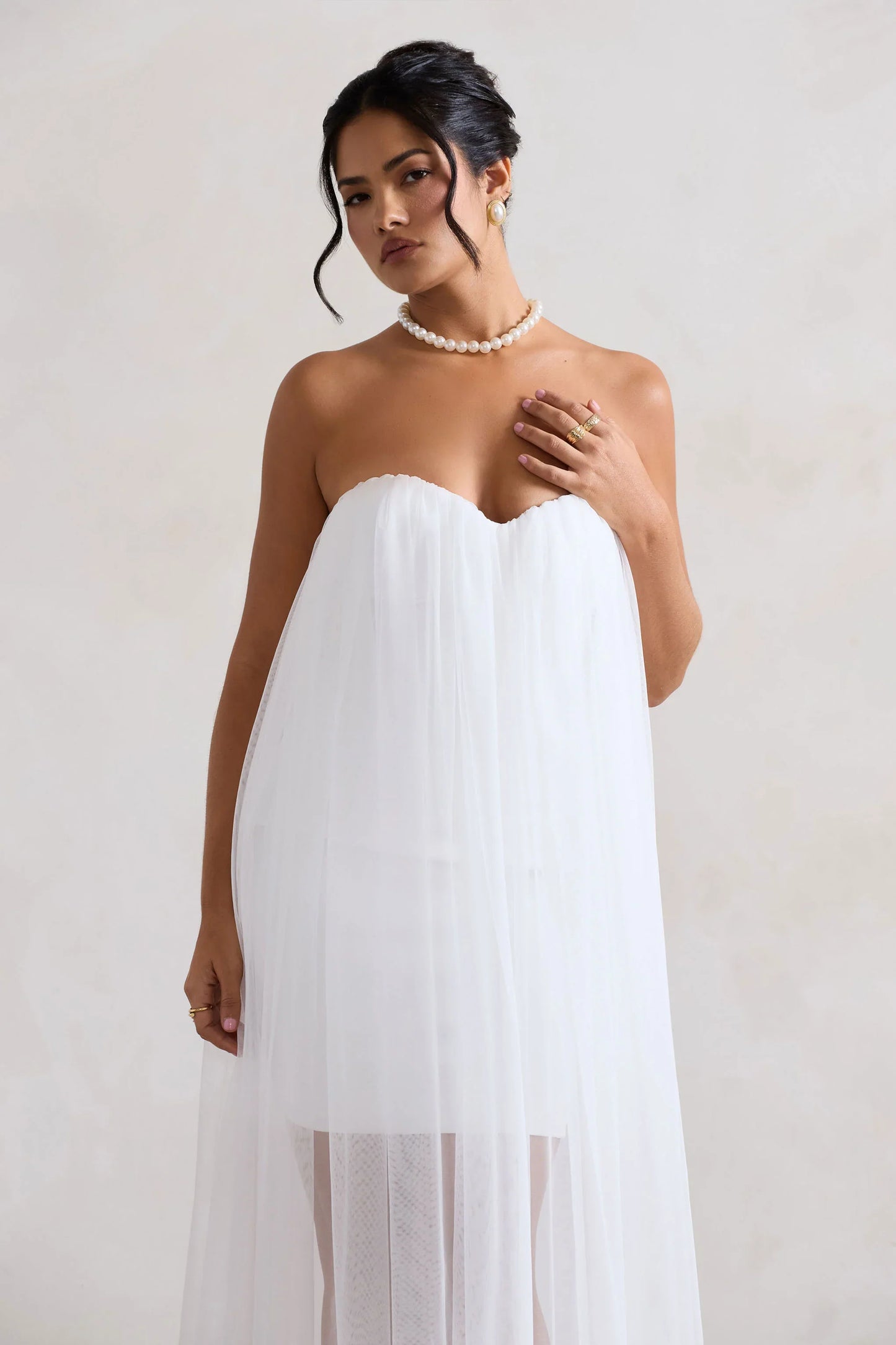 Dreamland Ivory Sweetheart Corset Mini Dress With Tulle Overlay