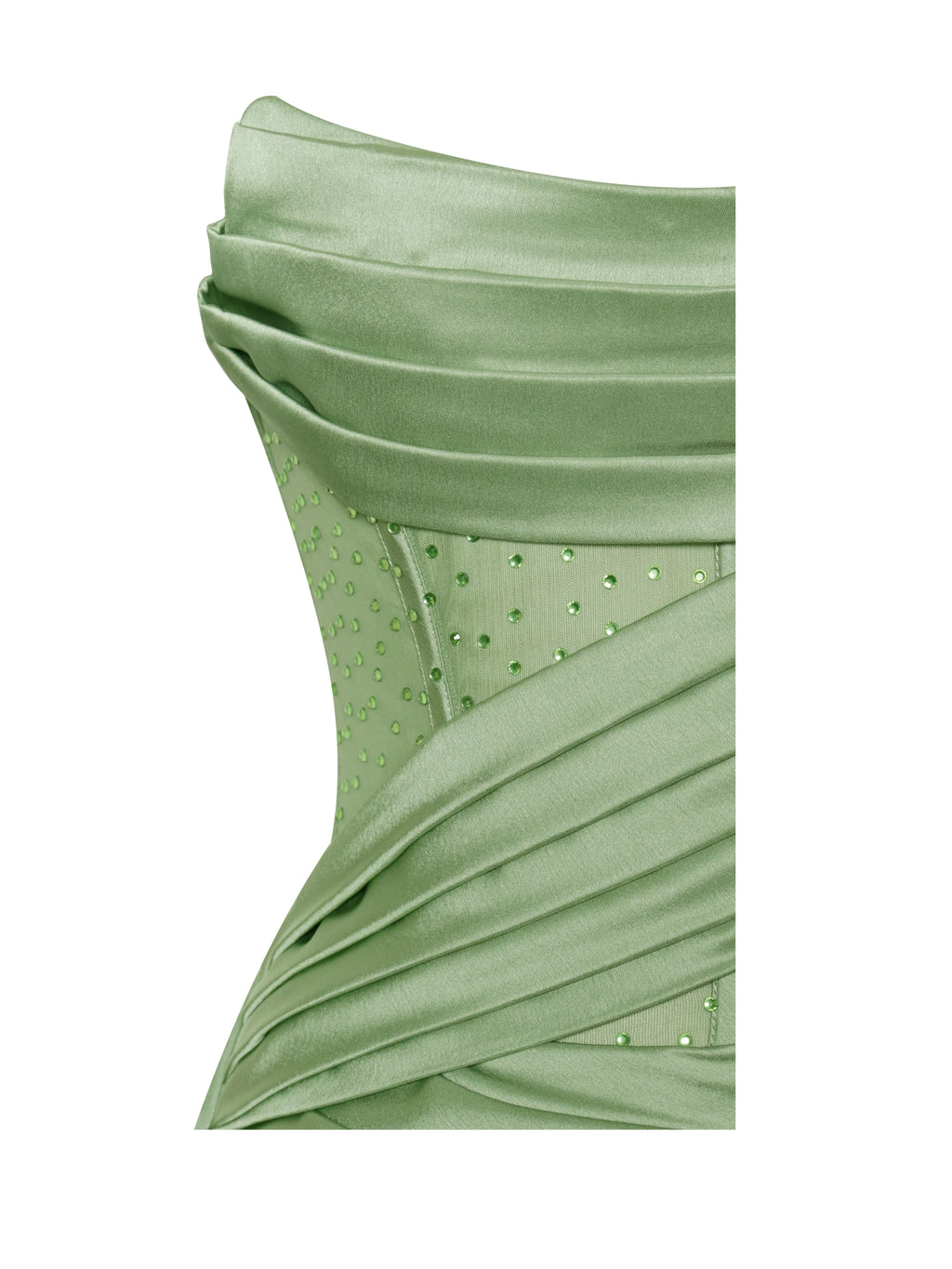 Holly Basil Crystallized Corset High Slit Satin Gown Archive Sale