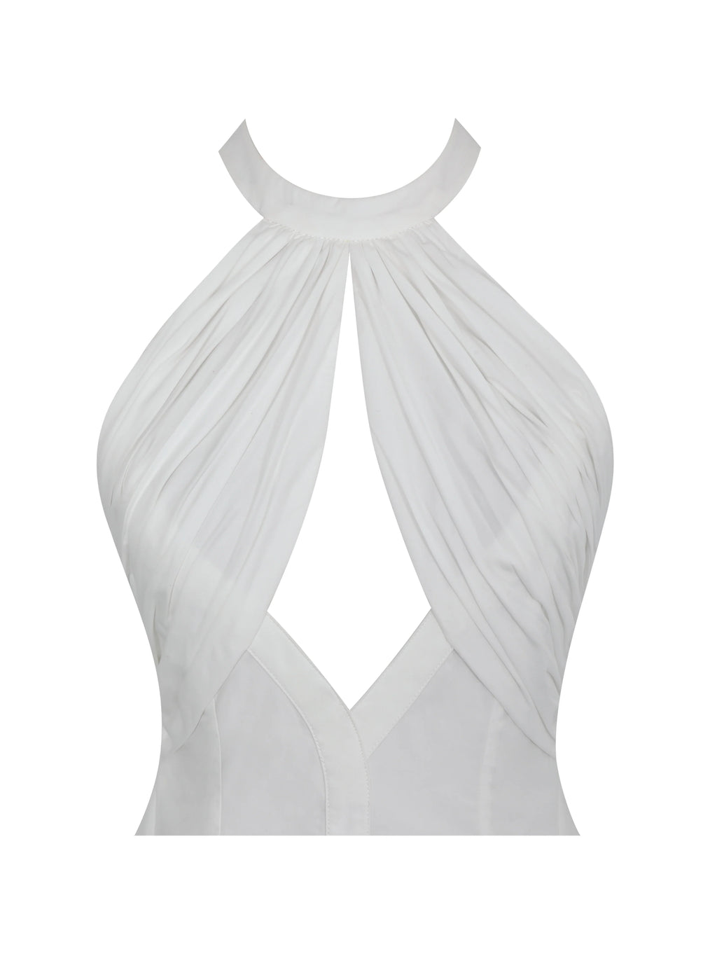 Jordyn White Cotton Poplin Keyhole Halter Mini Dress