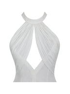 Jordyn White Cotton Poplin Keyhole Halter Mini Dress