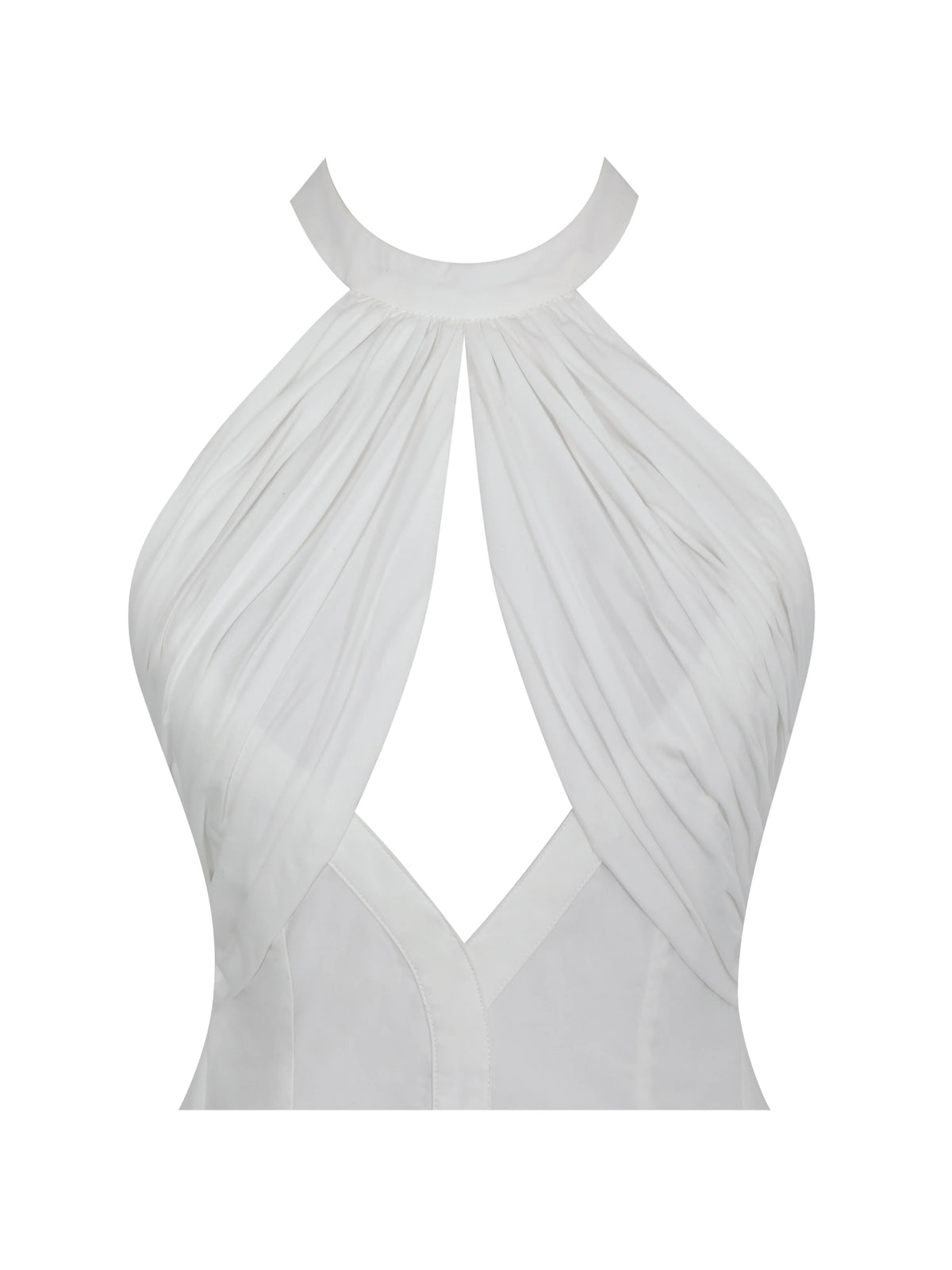 Jordyn White Cotton Poplin Keyhole Halter Mini Dress