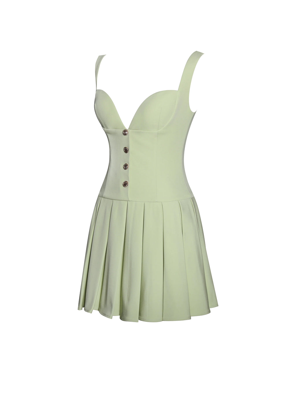 Tala Pistachio Green Sleeveless Pleated Preppy Mini Dress Archive Sale