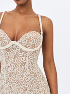 Taliyah Cream Braided Strap Chunky Lace Mini Dress