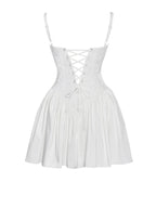 Kadi White Cotton Poplin Drop Waist Corset Mini Dress