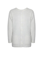 Orla White Wool Blend Ribbed Knit Cardigan