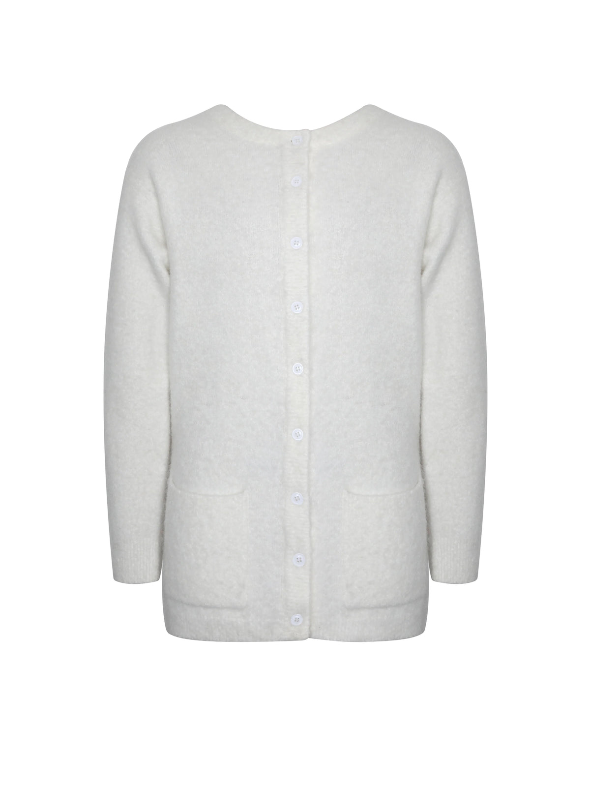 Orla White Wool Blend Ribbed Knit Cardigan