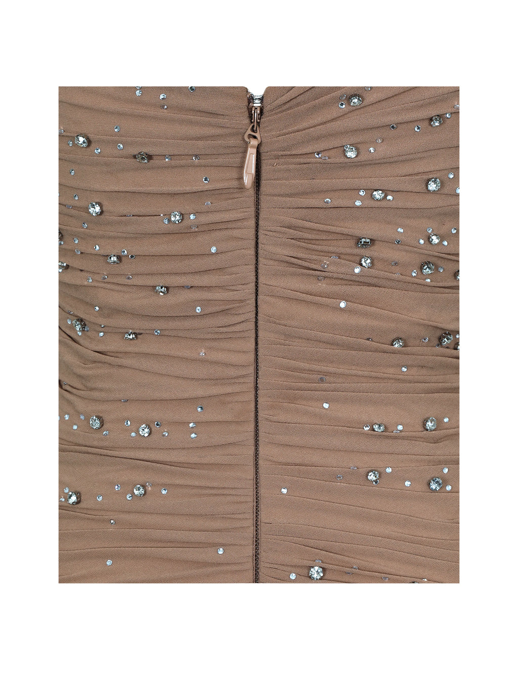 Viveca Apricot Crystal Embellished Asymmetrical Ruched Maxi Dress
