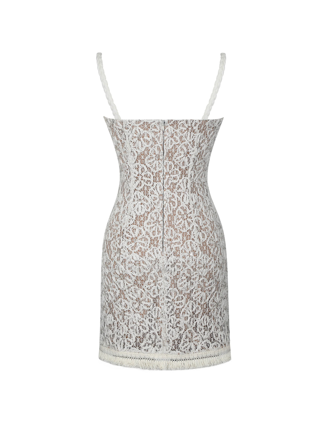 Taliyah Cream Braided Strap Chunky Lace Mini Dress