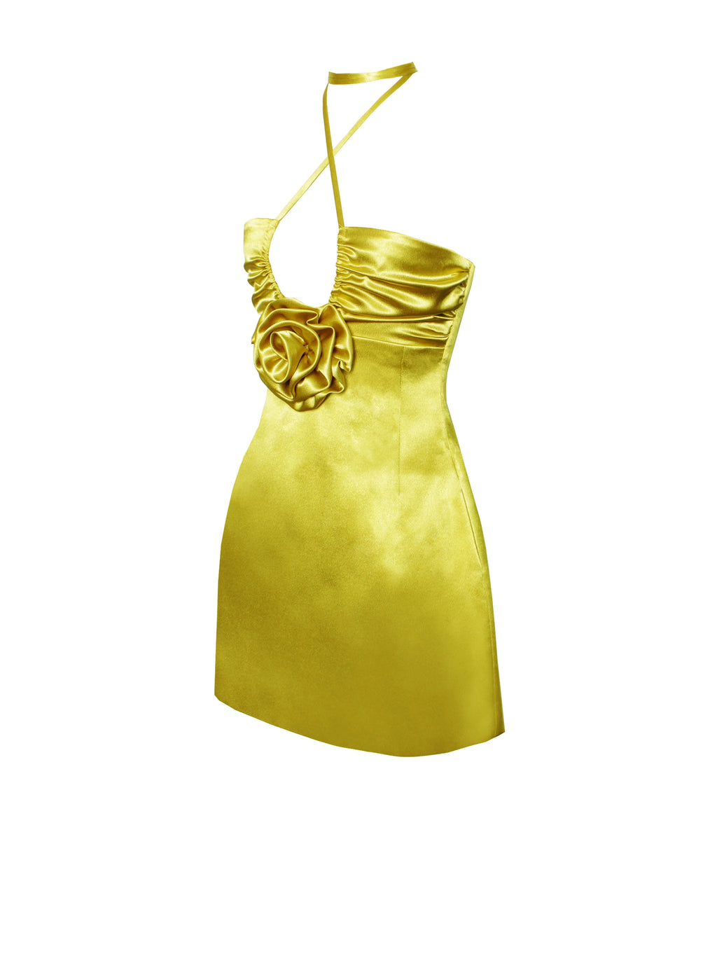 Marcia Gold Satin Strappy Halter Neck Dress Archive Sale