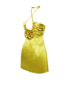 Marcia Gold Satin Strappy Halter Neck Dress Archive Sale