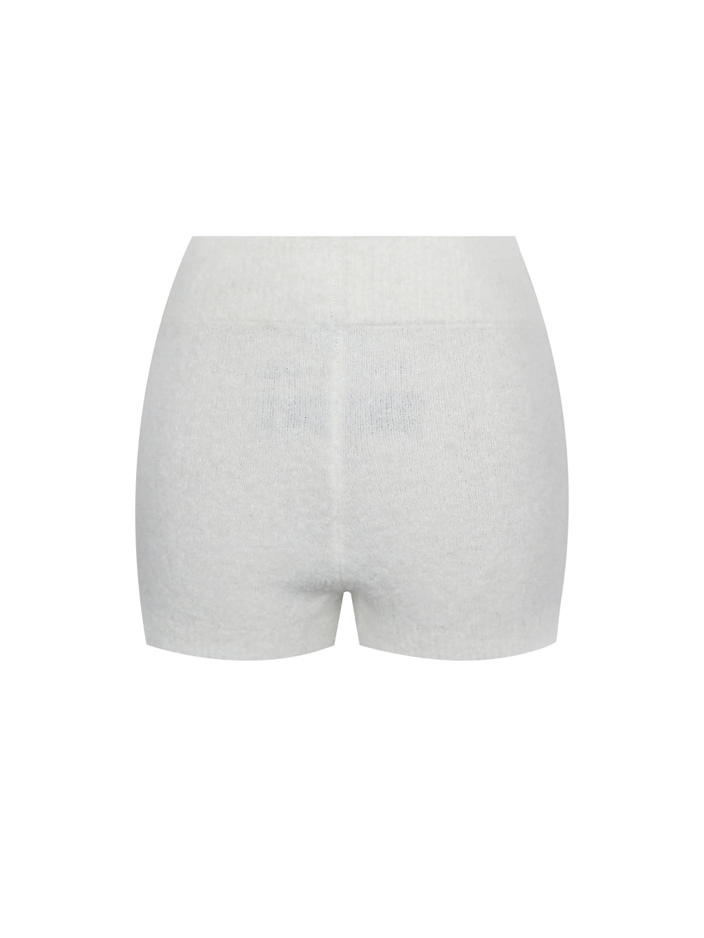 Sera White Wool Blend Ribbed Knit Mini Shorts