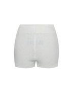 Sera White Wool Blend Ribbed Knit Mini Shorts