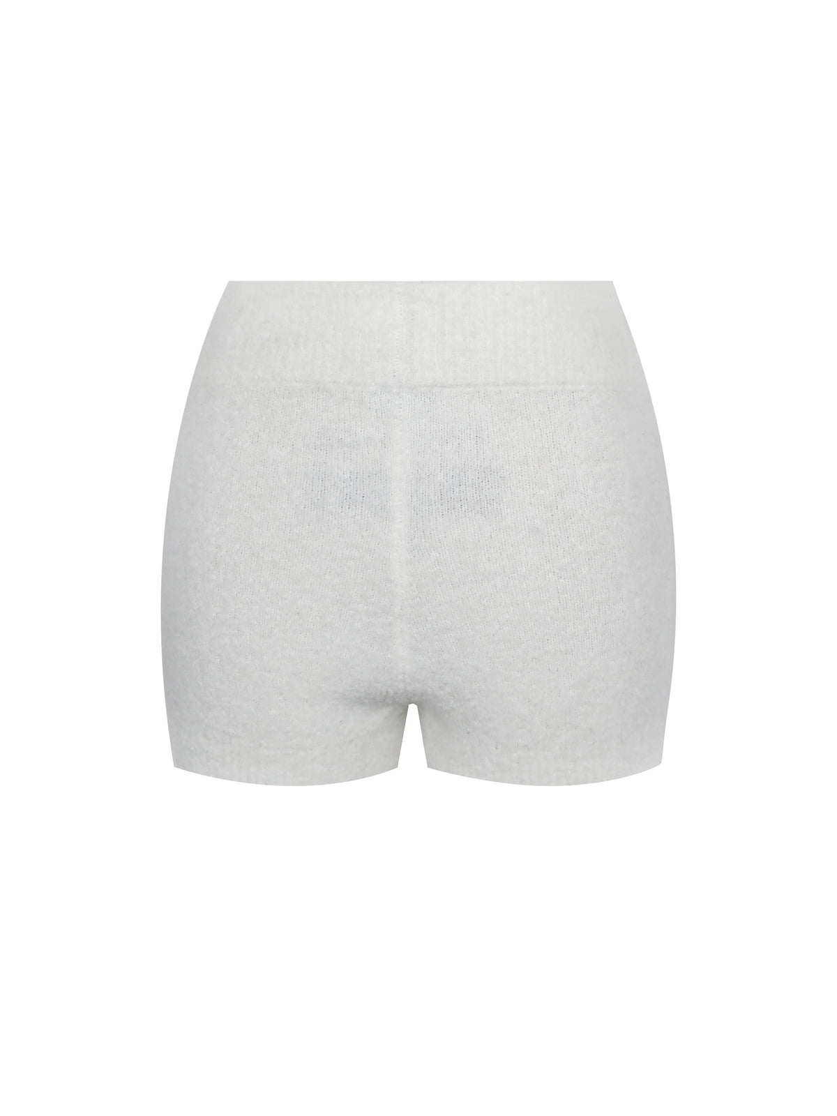 Sera White Wool Blend Ribbed Knit Mini Shorts