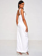 Freddie White Lace Satin Maxi Corset Dress