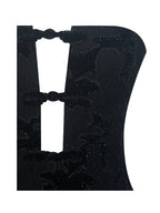 Yoseline Black Velvet Lace Cutout Asymmetrical Satin Midi Dress