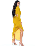Payson Gold Long Sleeve Metallic Jersey Cutout Dress Archive Sale