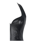 Gardenia Black Leather Midi Sweetheart Halter Flared Dress