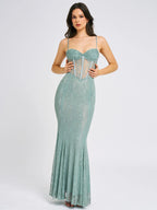 Janelle Green Sweetheart Mermaid Lace Maxi Dress Archive Sale