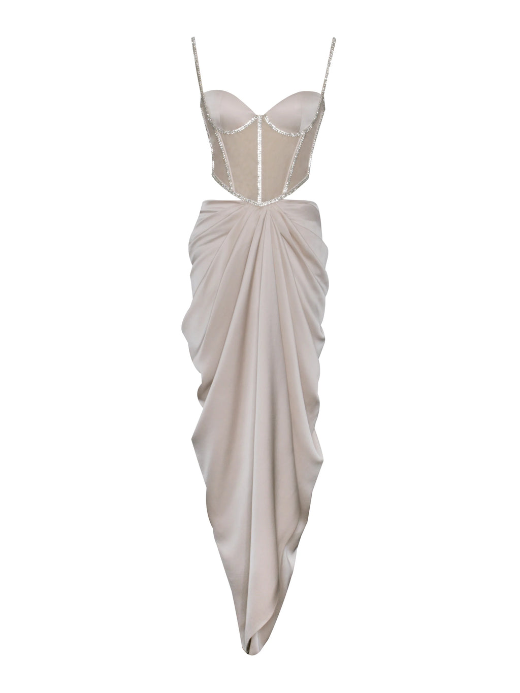 Cadence Champagne Satin Crystal Embellished Corset DressArchive Sale
