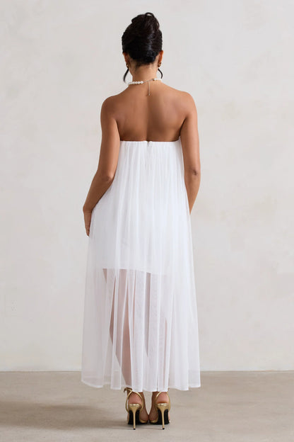 Dreamland Ivory Sweetheart Corset Mini Dress With Tulle Overlay