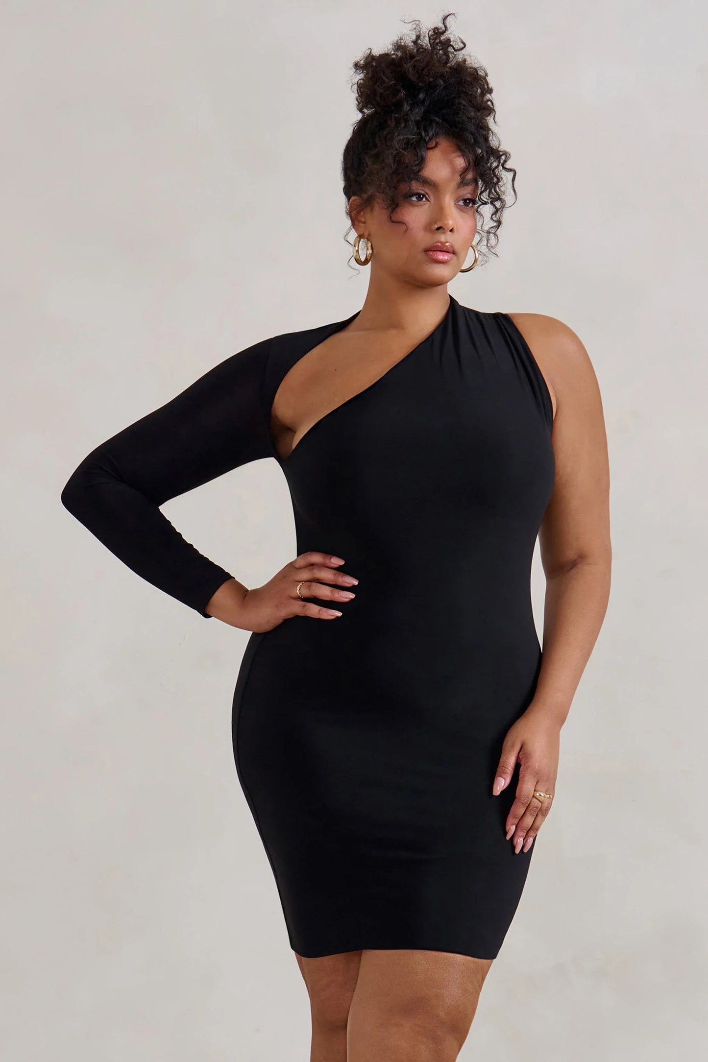 Siren Black One Shoulder Bodycon Mini Dress