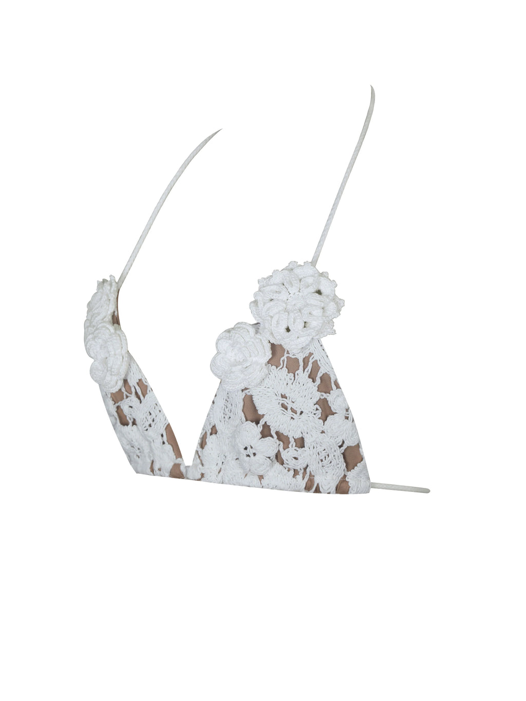 Leila White Floral Crochet Bikini Top