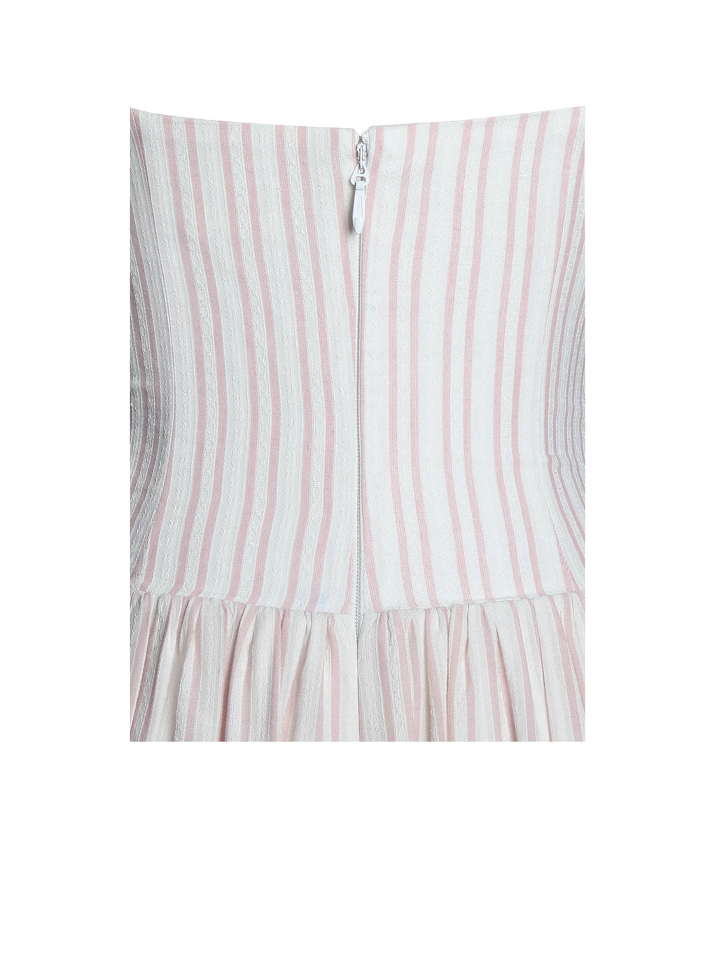Zania Pink Stripe Cotton Jacquard Midi Dress