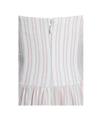 Zania Pink Stripe Cotton Jacquard Midi Dress