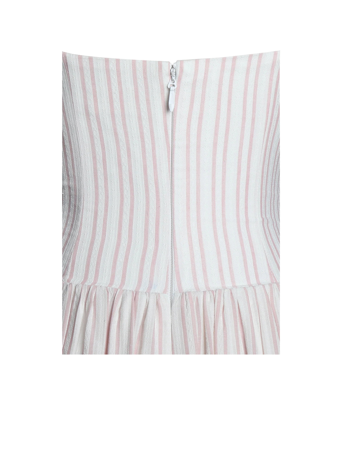 Zania Pink Stripe Cotton Jacquard Midi Dress
