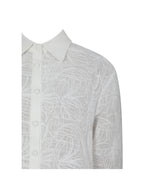 Quintina White Embroidered Cotton Gauze Button Down Shirt