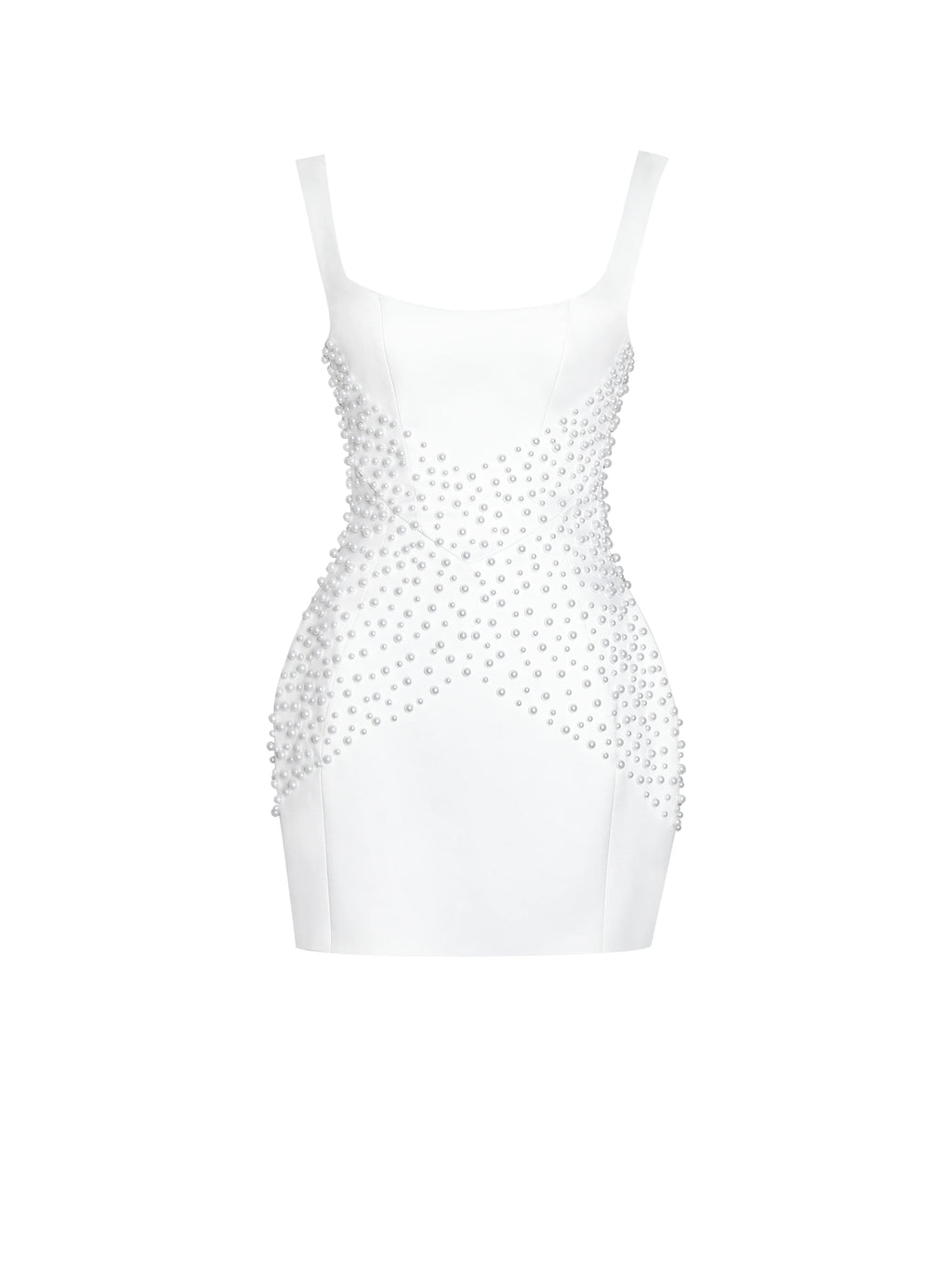 Tais Pearl Beaded Cocoon Shape Sleeveless Mini Dress