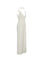 Harper Ivory Ruched V Neck Jumpsuit with Scarf