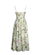 Jacinda Green Floral Print Linen Midi Dress