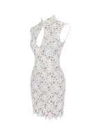 Quinley White Cotton Lace Teardrop Neckline Mini Dress