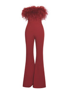 Kylan Burgundy Feather Jumpsuit Archive Sale
