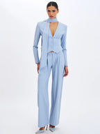 Reva Sky Blue Pinstripe Single Pleat Pants