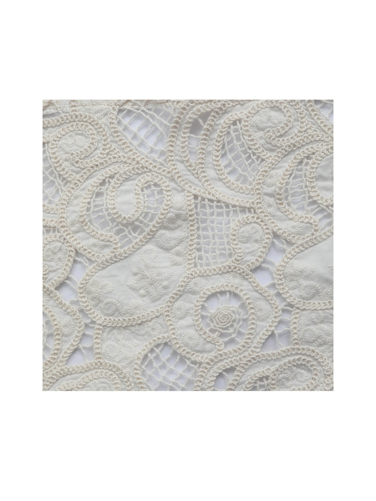 Janie Beige Cotton Lace Triangle Head Scarf