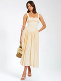 Noreen Egg White Satin Drop Waist Maxi Sundress Archive Sale