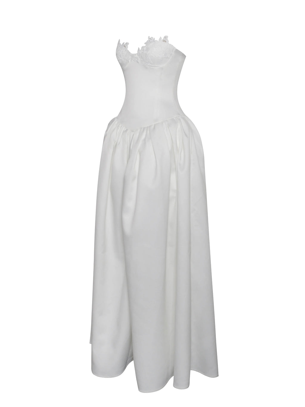 Naila Lace Trim Strapless Drop Waist Wedding Gown