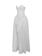 Naila Lace Trim Strapless Drop Waist Wedding Gown