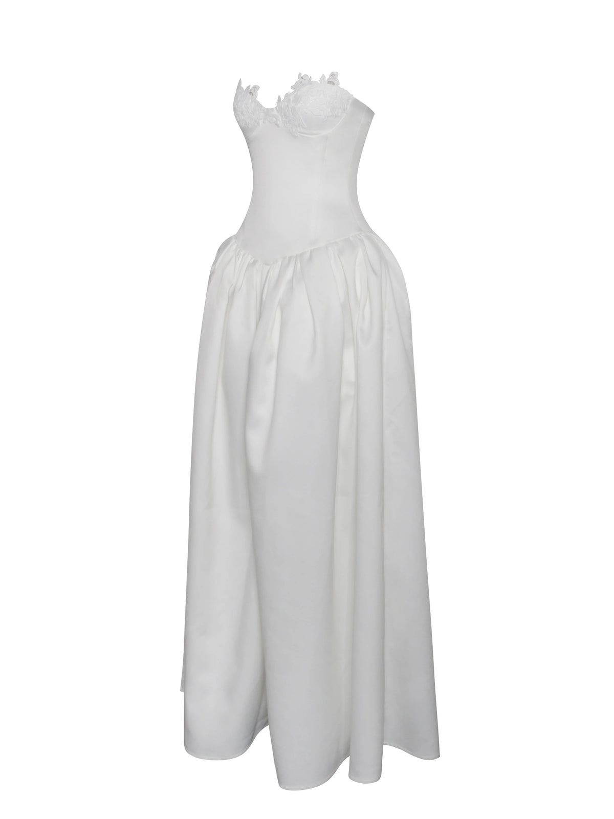 Naila Lace Trim Strapless Drop Waist Wedding Gown