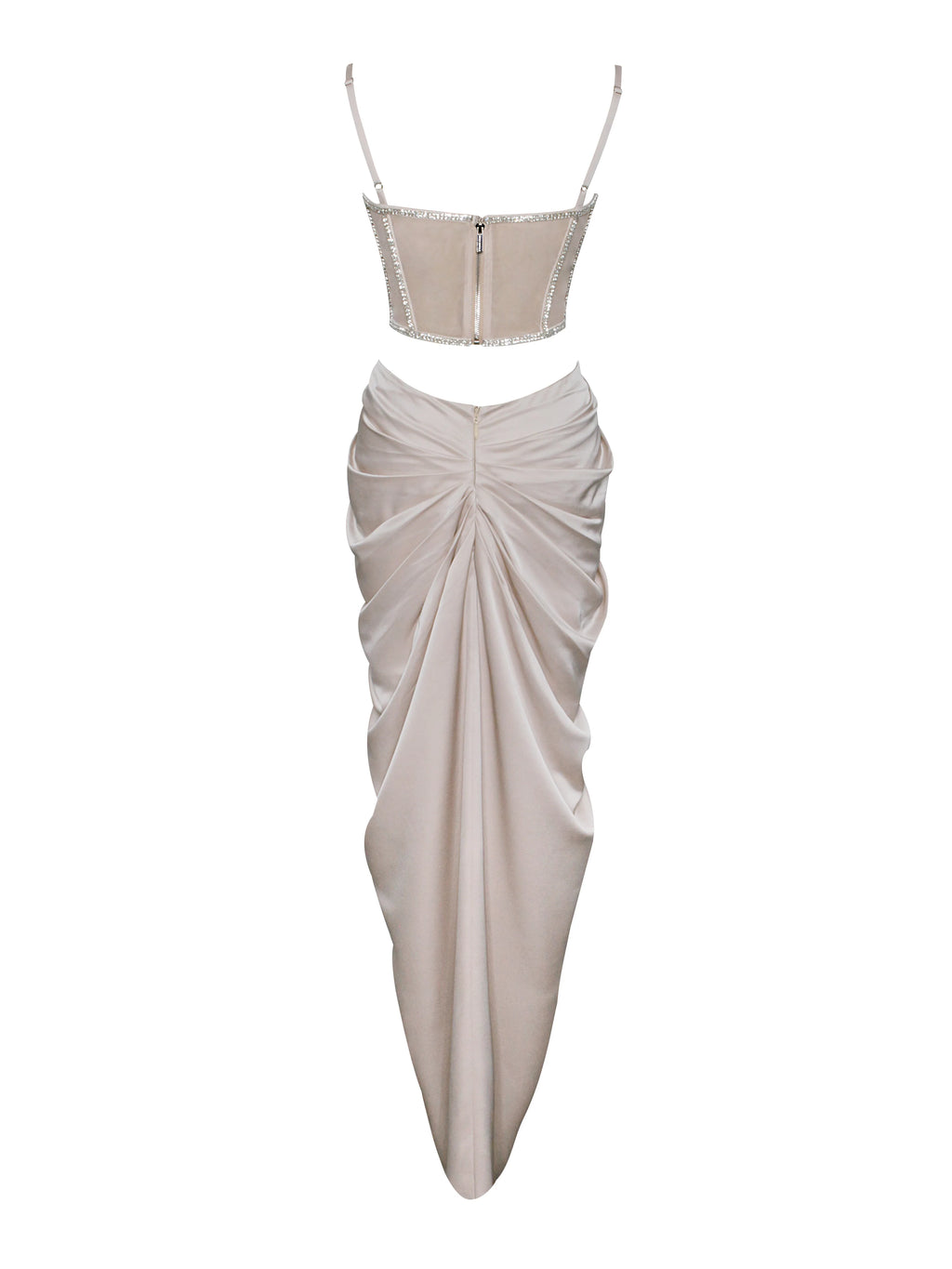 Cadence Champagne Satin Crystal Embellished Corset DressArchive Sale