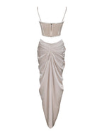 Cadence Champagne Satin Crystal Embellished Corset DressArchive Sale