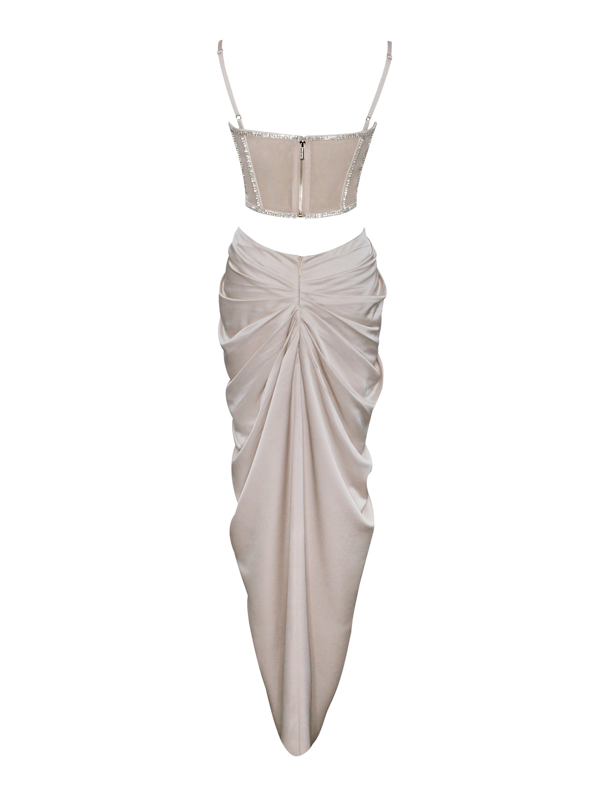 Cadence Champagne Satin Crystal Embellished Corset DressArchive Sale