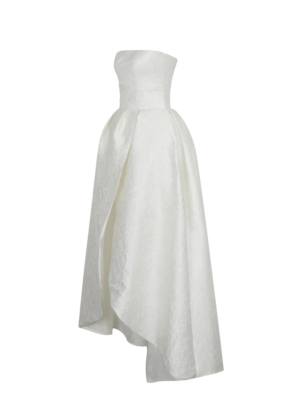 Tomika Ivory Jacquard Dipped Hem Wedding Gown
