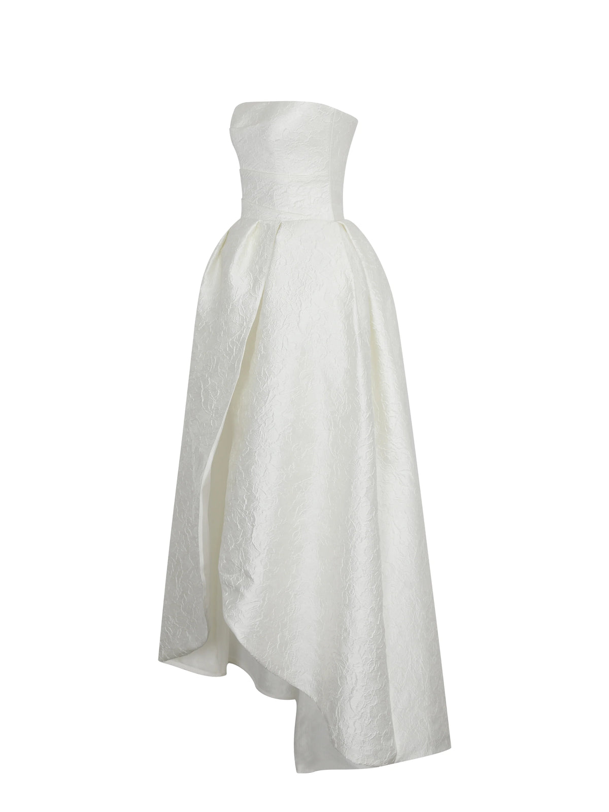 Tomika Ivory Jacquard Dipped Hem Wedding Gown