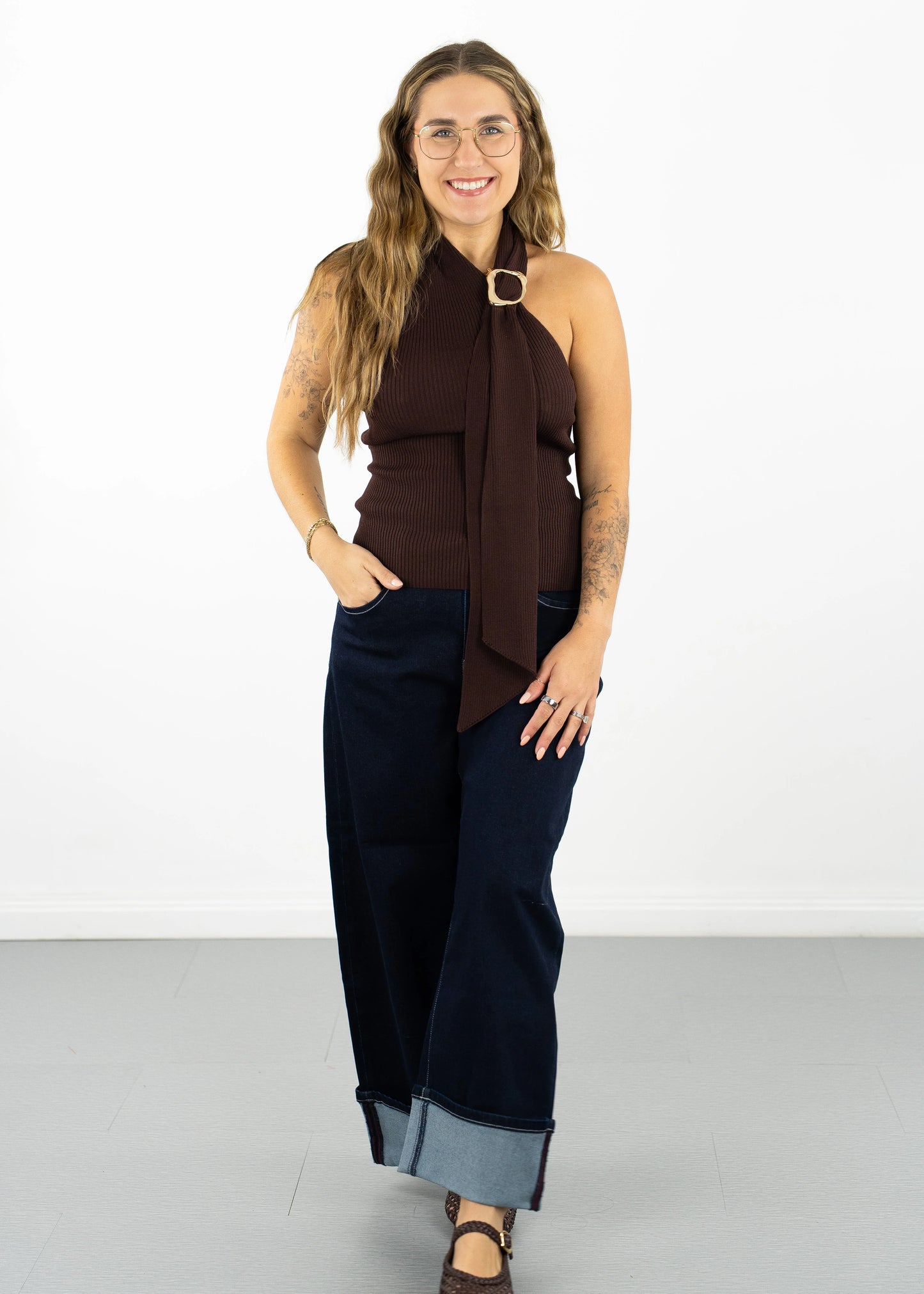 June Asymmetrical Top Brown